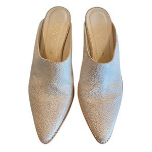 Beige Leather Neutral Matted Leopard Print Mule with Stacked Heels by Matisse